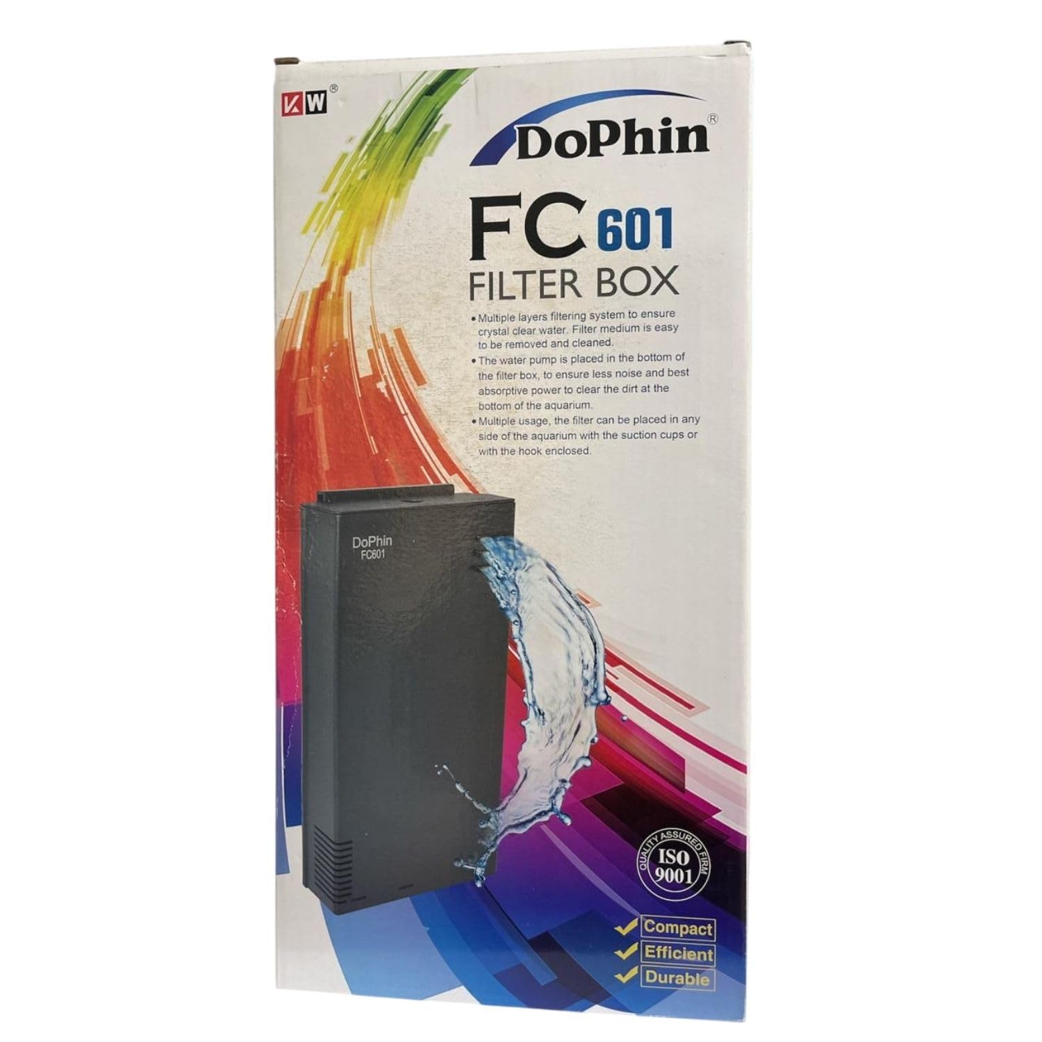 TUNAI Dophin FC-601 Internal Filter Box for Aquarium Fish Tank | Suitable for Both Fresh and Marine Water | Output: 670L/H | Suitable for Tank Size 130L