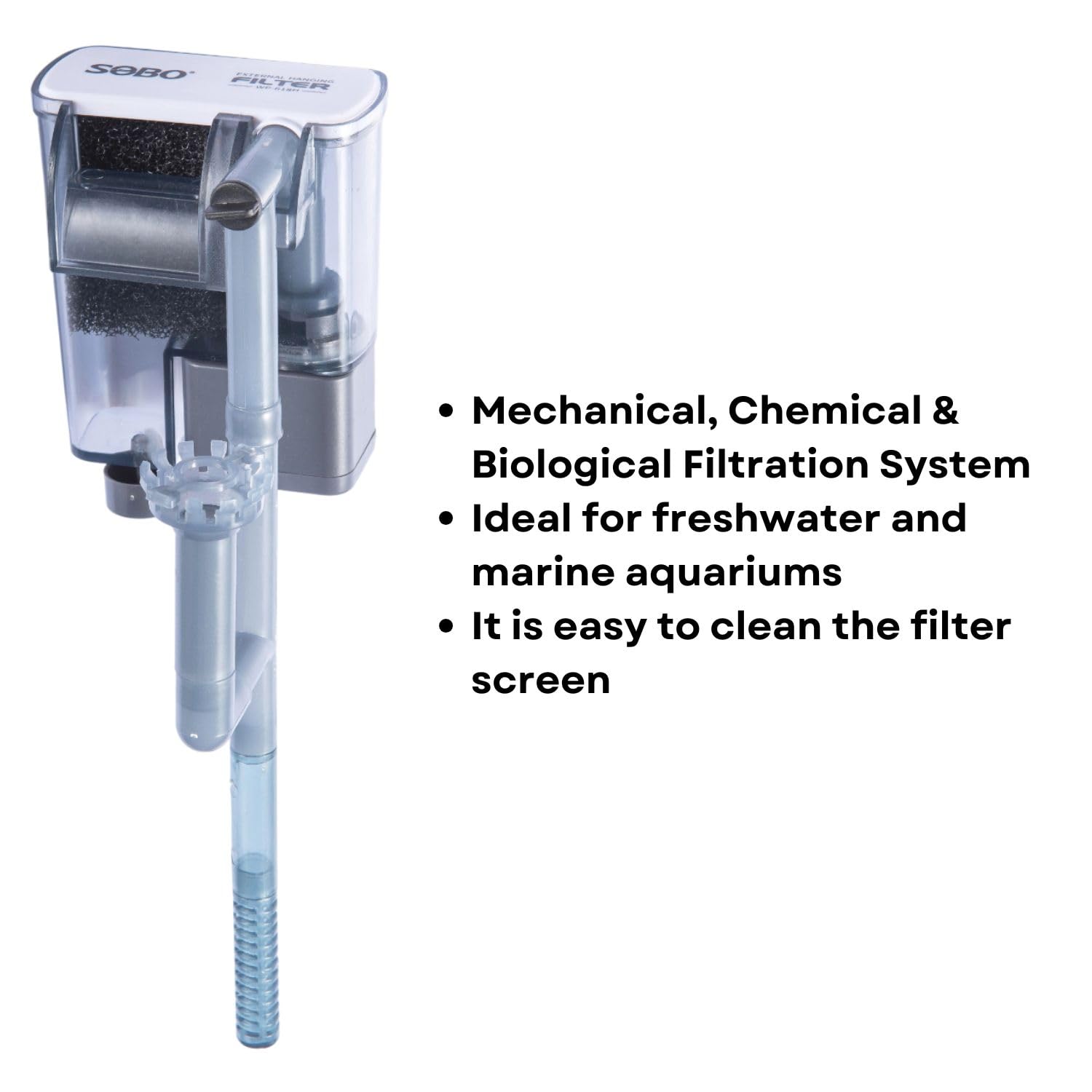 S0B0 WP-618H Slim Hanging Filter for Aquarium Fish Tank | Mechanical, Chemical and Biological Filtration | Output: 280L/H | (Original from Tunai Store)