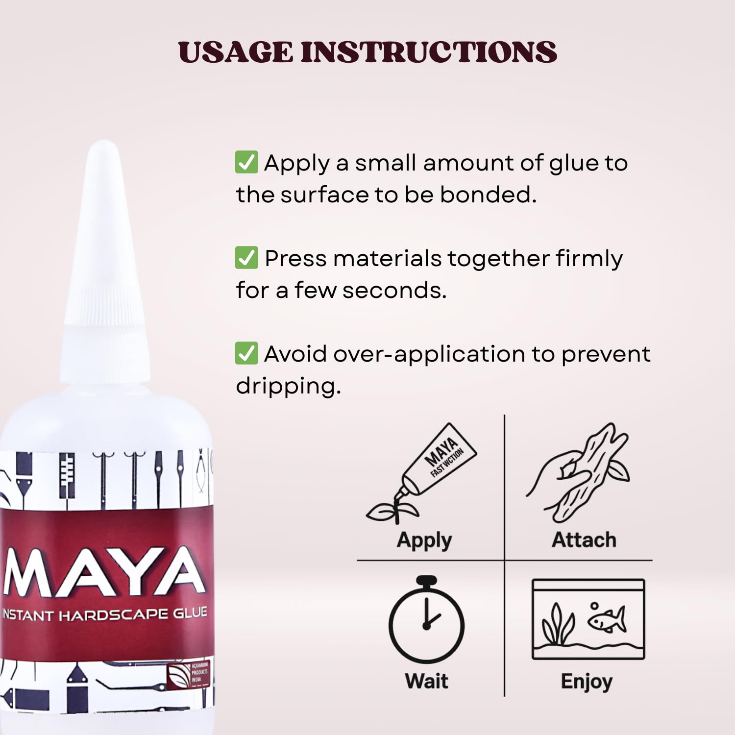 The Scape Right Series MAYA Instant Hardscape Glue | Specially Designed for Aquascaping Enthusiasts (50 gms)