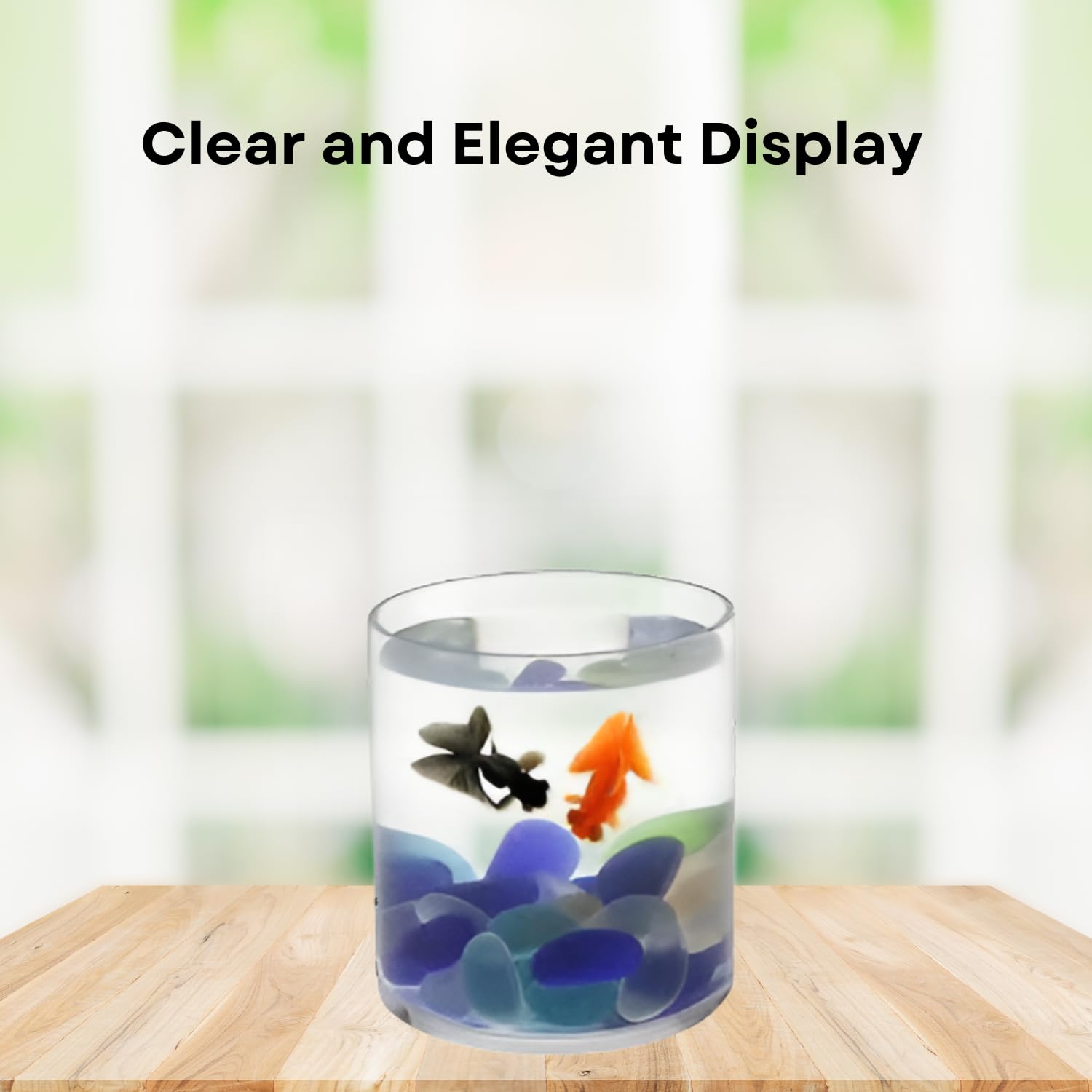 TUNAI 6-inch Cylindrical Fish Bowl for Small Fish, Plants | Optimum Fish Tank Choice for Office & Home Decor (White, Small)