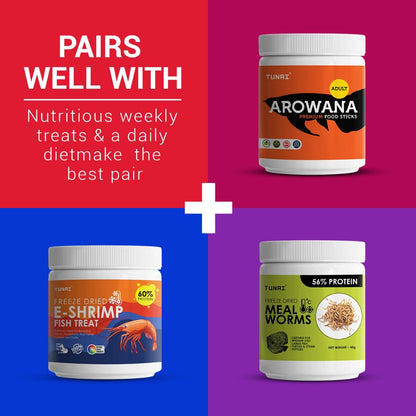 Tunai Arowana Fish Food Sticks |370g| for Adult Arowana, 40% Protein with The Benefits of Moringa, BSF Larvae, Squid Liver and Shrimp, Boost Growth and Vibrant Colors