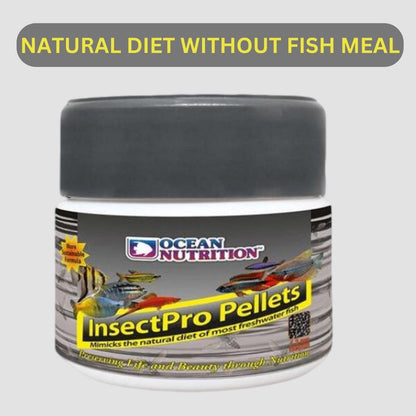 ON+ InsectPro Pellets Fish Food | 100g | 41% Rich Insect Based Protein Treat for All Tropical Fish Like Gold Fish, Cichlids, Oscar, Red Parrot, and Arowana (A Premium Import from TUNAI Store)