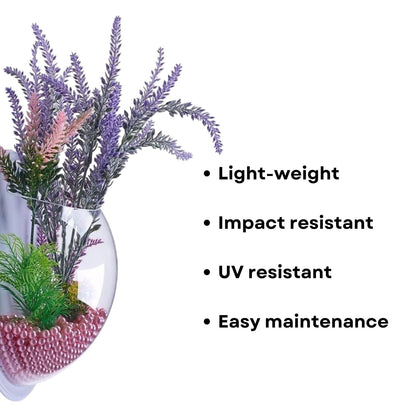 15-inch Wall Mount Hanging Acrylic Aquarium Fish Tank | Suitable for Small Fish & Water Plants | Best Fit for Home & Office Spaces