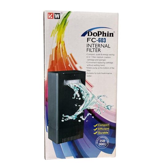 TUNAI Dophin FC-603 Internal Filter Box For Aquarium Fish Tank | Suitable For Both Fresh And Marine Water | Output: 280L/H | Suitable For Tank Size 55L | (Original from Store)