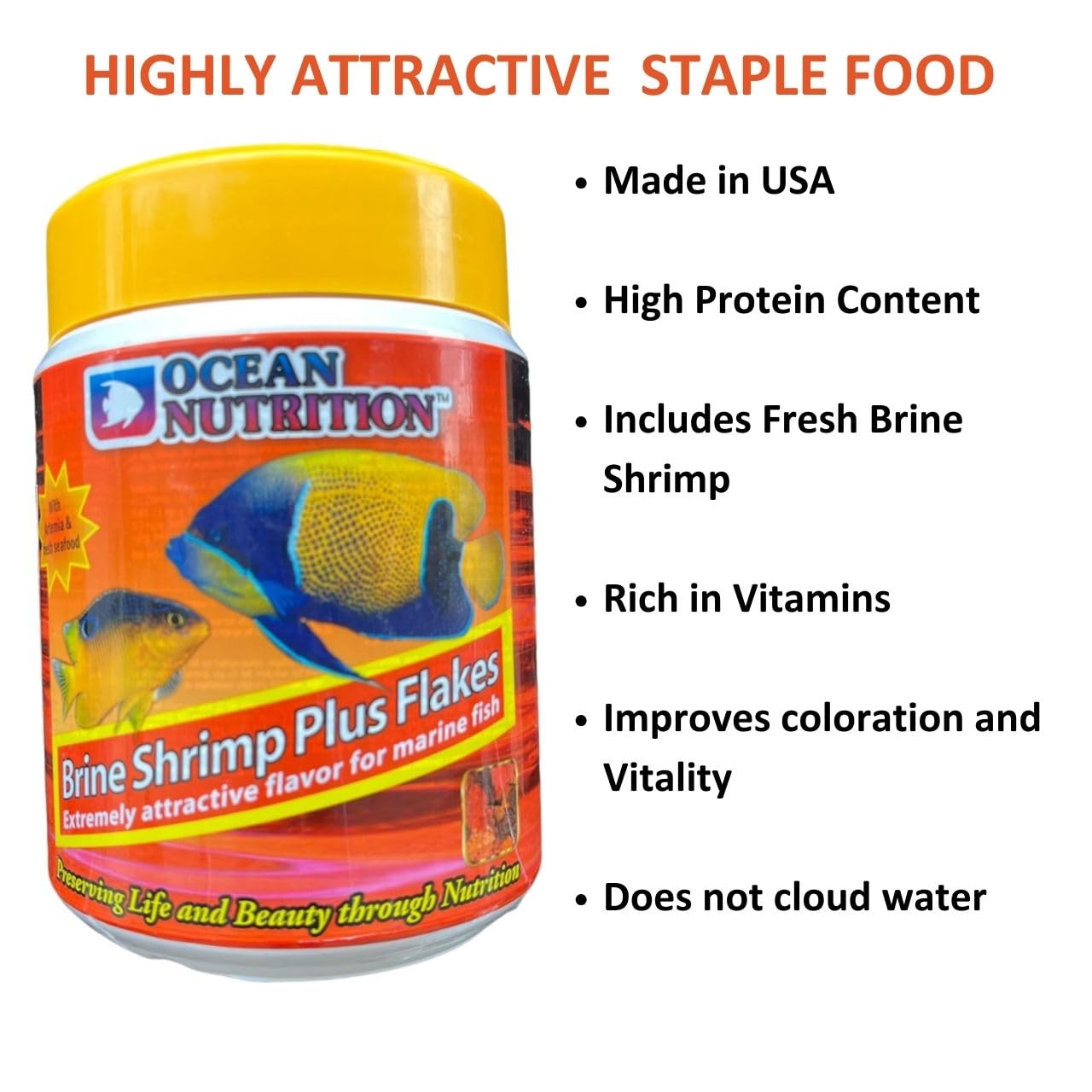 ON+ Brine Shrimp Plus Flakes Fish Food | 71Gms | Originally from TUNAI Store