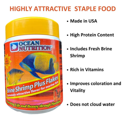 ON+ Brine Shrimp Plus Flakes Fish Food | 71Gms | Originally from TUNAI Store
