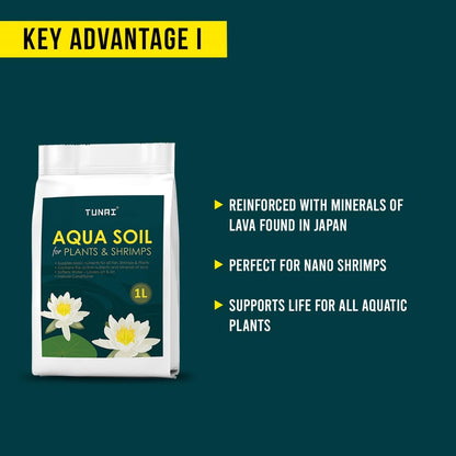 Tunai Shrimp and Planted Aquarium Soil |1 Liter| Fortified with Rich Source of Lava from Japan, Assist in Setting Ideal Habitat for Fish, Cherry Shrimps, and Snails