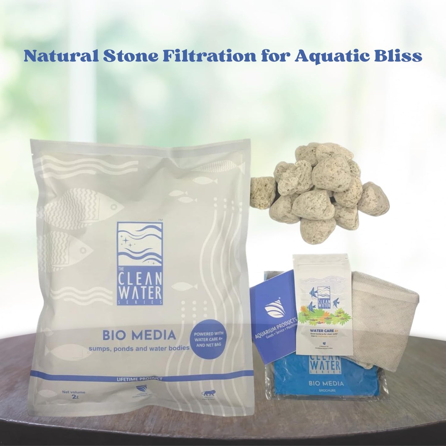 The Clean Water Series Sump Media for Aquarium | Natural Stone Filtration for Aquatic Bliss (2L/1Kg)