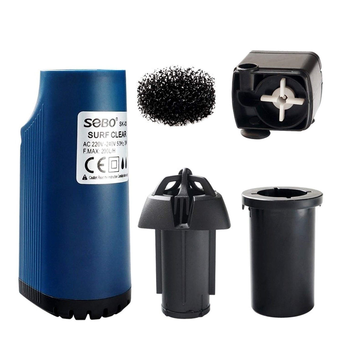 Sobo SK-03 Surf Clear (The Clever Aquatic Surface Skimmer) AC 220-240V 50Hz Power: 3W F.MAX:200L/HR - Central Fish Aquarium, 1 Piece