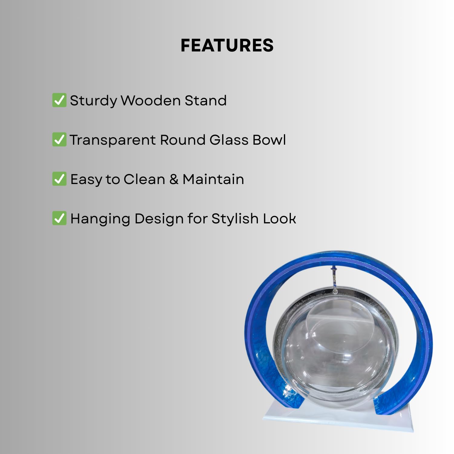 Double Bowl 6-inch Blue Round Fish Bowl – Standing & Hanging Decorative Aquarium for Home & Office | 2-in-1 Double Bowl Round Fish Tank