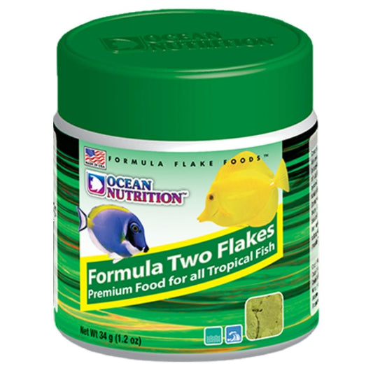 ON+ Formula Two Flakes Fish Food (Original from Tunai Store) | Premium Flake Food for All Tropical Fish (34gms, Flake)