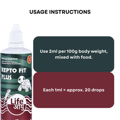 Life AAYU REPT0-Fit Plus Supplement | 100% Natural Digestive & Immunity Booster Supplement for Turtles and Lizards (100 ml)