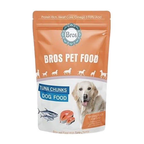 SF+ Bros Pet Dog Food | Pack of 12 | Natural Food for Dogs | Enhanced with Vitamins, Minerals and Other Nutrients (80gms, Tuna Chunks)