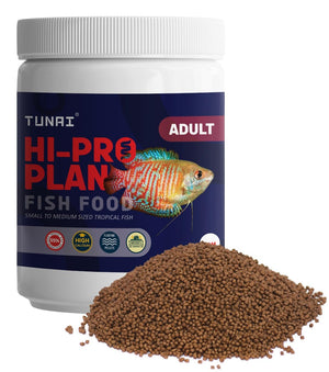 Tunai HI-PRO Plan 55% Protein Reinforced Fish Food |250g, 1mm Pellets| Can be Fed for Medium & Adult Sized Goldfish, Betta. Angelfish, Molly, Tetra, Dwarf Gourami, Small Koi