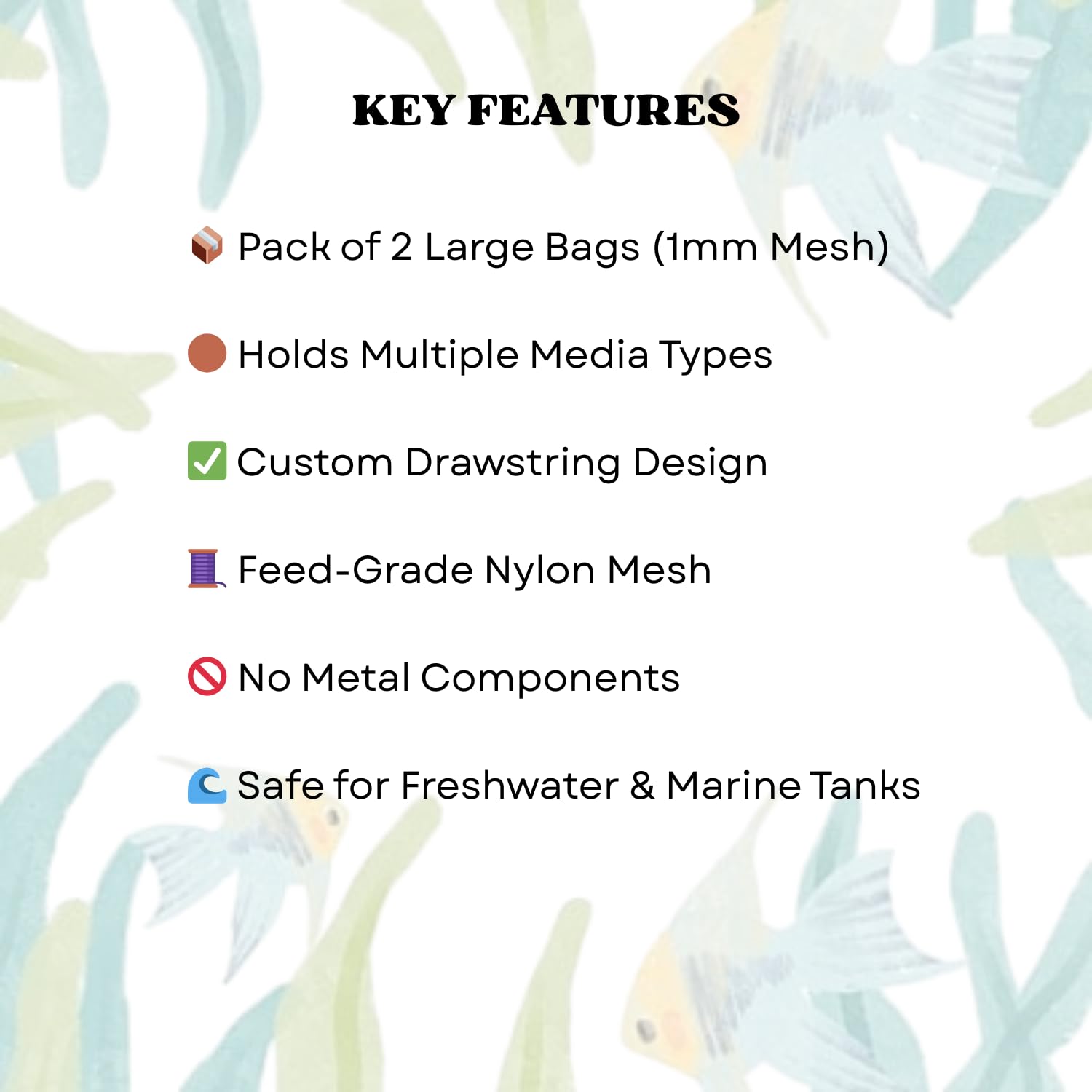 The Clear Water Series Net Bag for Aquarium Filter Media, Durable Bags to Hold Biological and Chemical Filter Media (Large (Pack of 2))