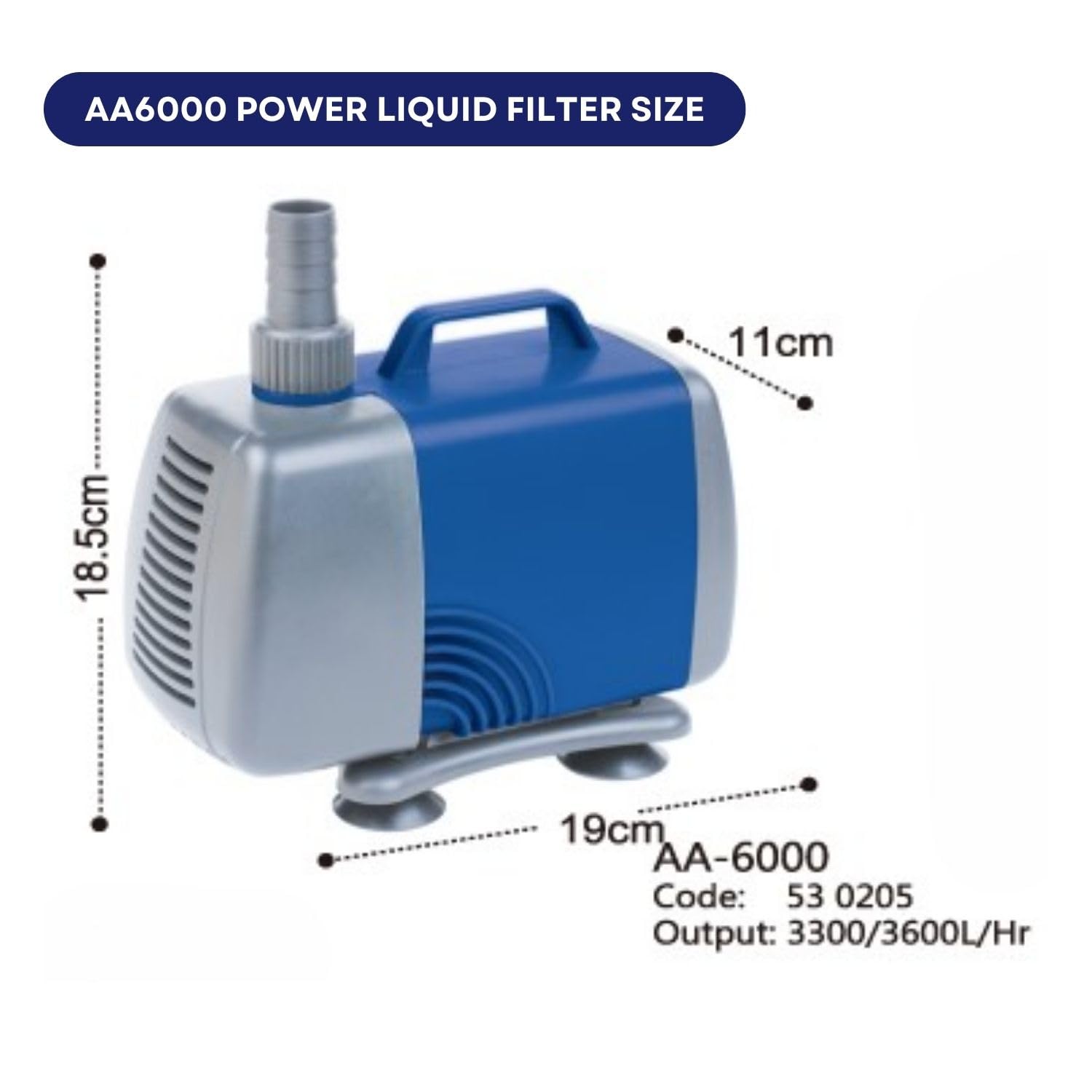 Dophin AA6000 Submersible Pump Power Liquid Filter for Aquarium Fish Tank | Output: 3300/3600L/H | Suitable for Tank Size 600L | (Original from Tunai Store)