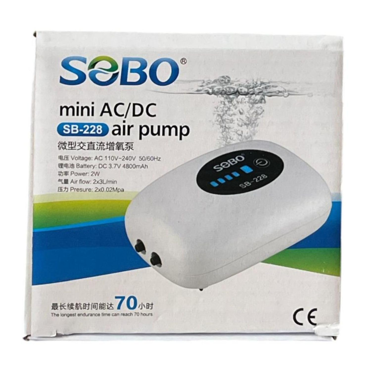S0B0 SB-238 Air Pump for Aquarium Fish Tank |AC/DC Auto Convert Pump for Aquarium | Output: 2 x 3L/min | (Original from Tunai Store)