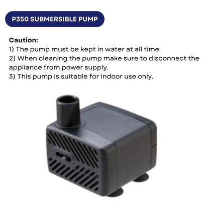 Dophin P350 Submersible Small Pump for Aquarium Fish Tank Fountain | Compact, Reliable and Durable | Output: 350/320L/H | Suitable for Tank Size 80L | (Original from Tunai Store)