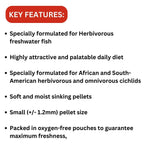 ON+ Cichlid Vegi Pellets Fish Food (Original from Tunai Store) | Special Formula for Herbivorous and Omnivorous Cichlids (100gms, Small Pellets)