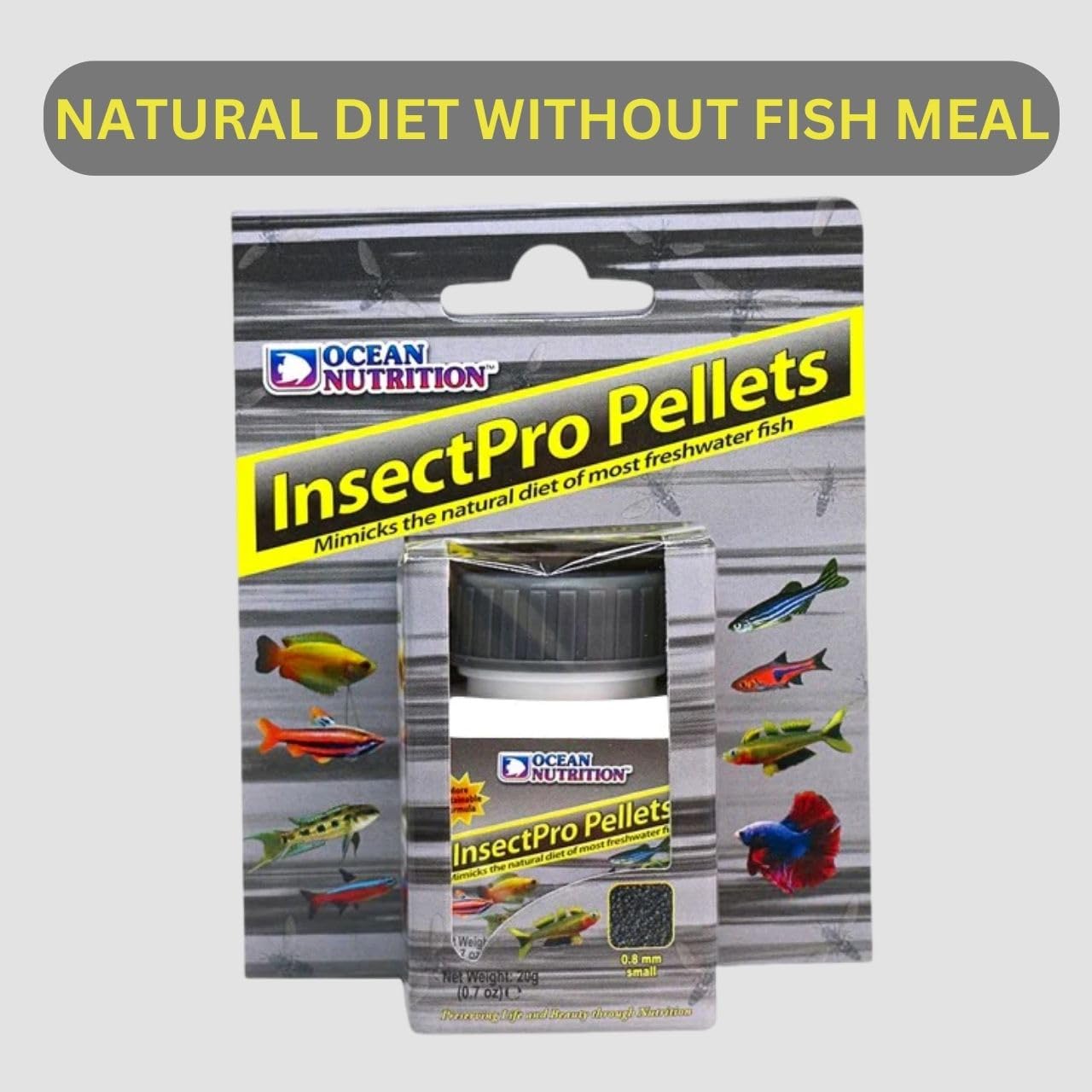 ON+ InsectPro Pellets Fish Food (Original from Tunai Store) | Mimicks The Natural Diet of Most Bettas, Tetras and Other Fresh Water Fish Varieties (20gms, Small Pellets)