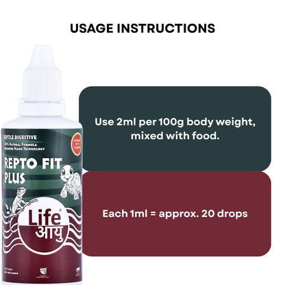 Life AAYU REPT0-Fit Plus Supplement | 100% Natural Digestive & Immunity Booster Supplement for Turtles and Lizards (50 ml)