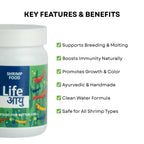 Life AAYU Shrimp Regular Food | Ayurvedic Soft Pellets | Boosts Breeding, Molting & Immunity | (30 GMS, Regular)