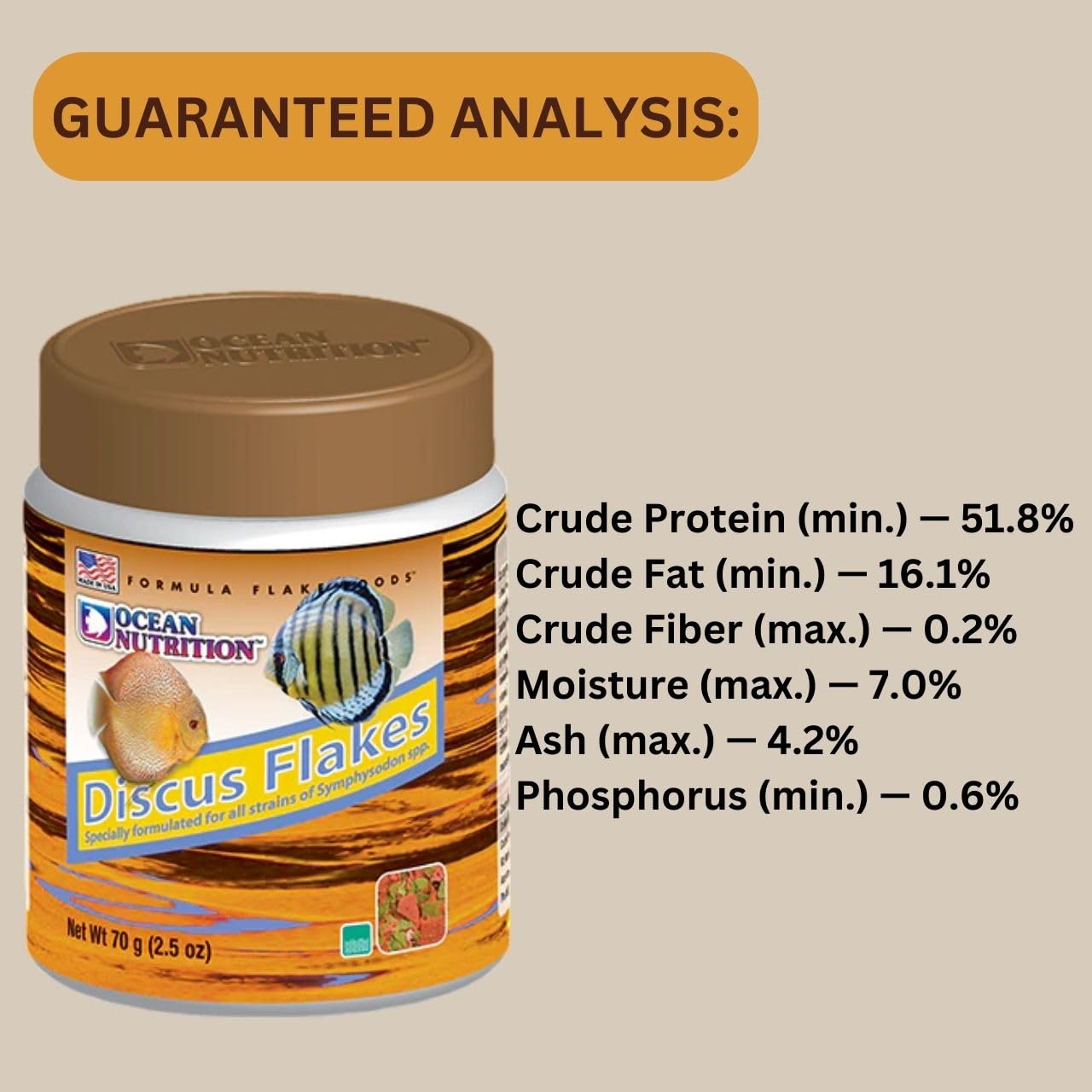 ON+ Discus Flakes Fish Food (Original from Tunai Store) | Specially Formulated Flake Food for Discus Symphysodon Spp (71gms, Flake)