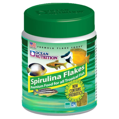 ON+ Spirulina Flakes Fish Food with Probiotics (Original from Tunai Store) | Premium Flake Food for All Tropical Fish (156gms, Flake)