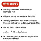 ON+ Cichlid Vegi Pellets Fish Food (Original from Tunai Store) | Special Formula for Herbivorous and Omnivorous Cichlids (100gms, Medium Pellets)