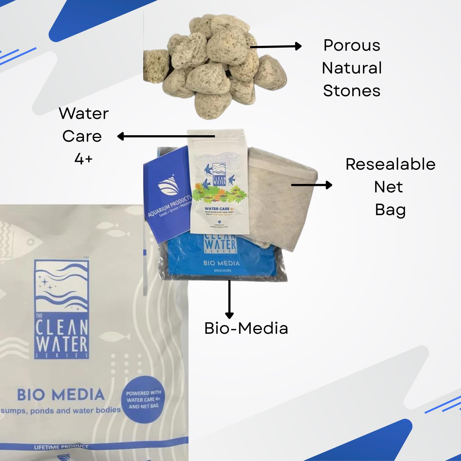 The Clean Water Series Sump Media for Aquarium | Natural Stone Filtration for Aquatic Bliss (2L/1Kg)