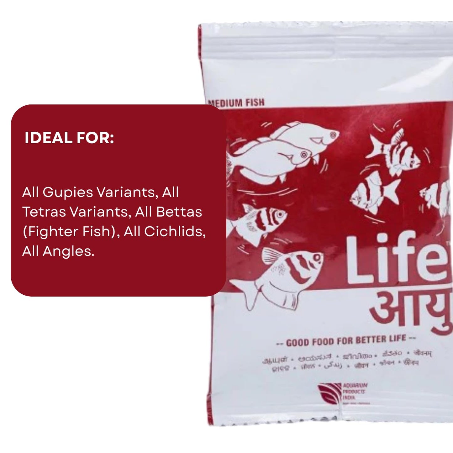 Life AAYU Red Fish Food (Pack of 2, 30g X 2) | Ayurvedic Color Booster with Anchovy & Paprika | (Medium, 30 GMS),