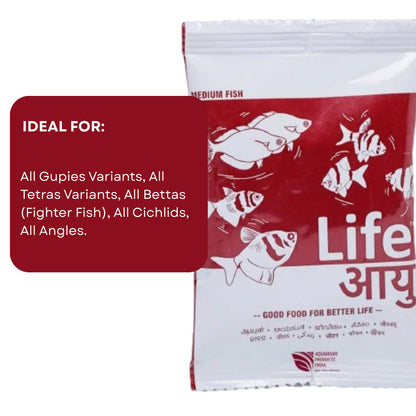 Life AAYU Red Fish Food (Pack of 2, 30g X 2) | Ayurvedic Color Booster with Anchovy & Paprika | (Medium, 30 GMS),