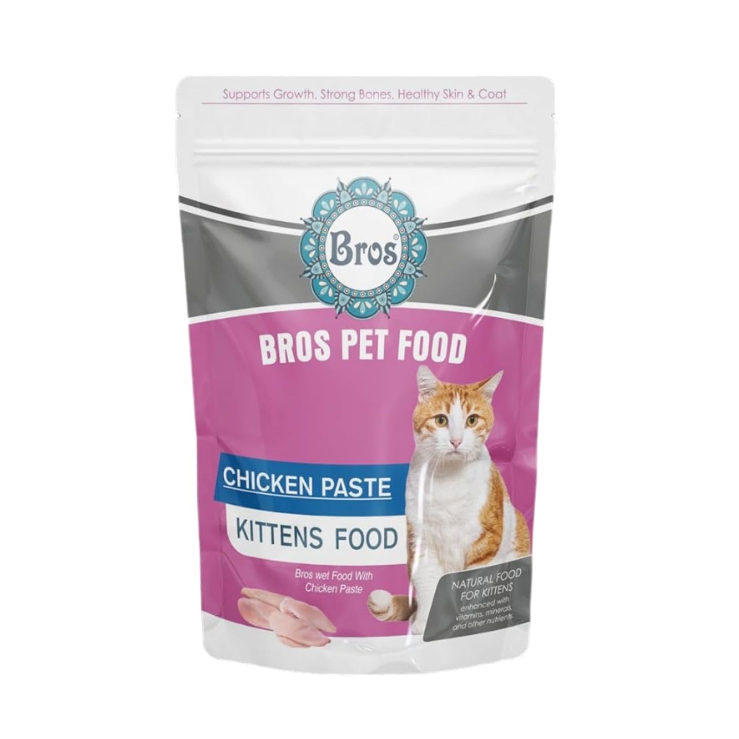 SF+ Bros Pet Cat Food Paste | Pack of 12 | Natural Food for Cats | Enhanced with Vitamins, Minerals and Other Nutrients (80gms, Chicken Paste - Kittens)