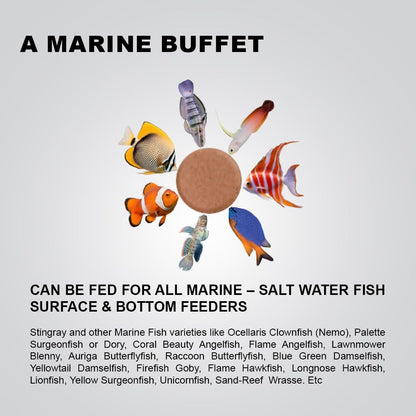 TUNAI BRITAB Stick-On Glass | 42% Protein | 100g | Perfect Marine Fish Food for Clownfish or Nemo, Dory, Angelfish, Butterflyfish, Lionfish, Yellowtail, Stingray & Others