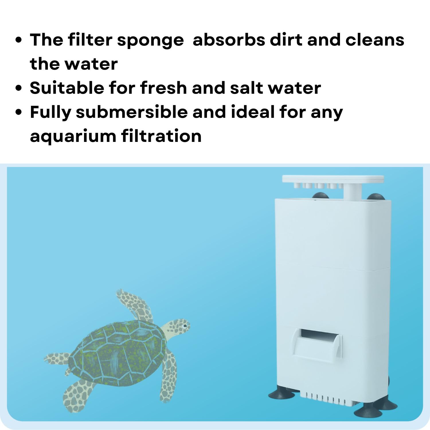 S0B0 WP-338H Internal Filter for Aquarium Fish Tank | Completely Submersible | Output: 500L/H | Suitable for Fresh and Marine Water Tank | (Original from Tunai Store)