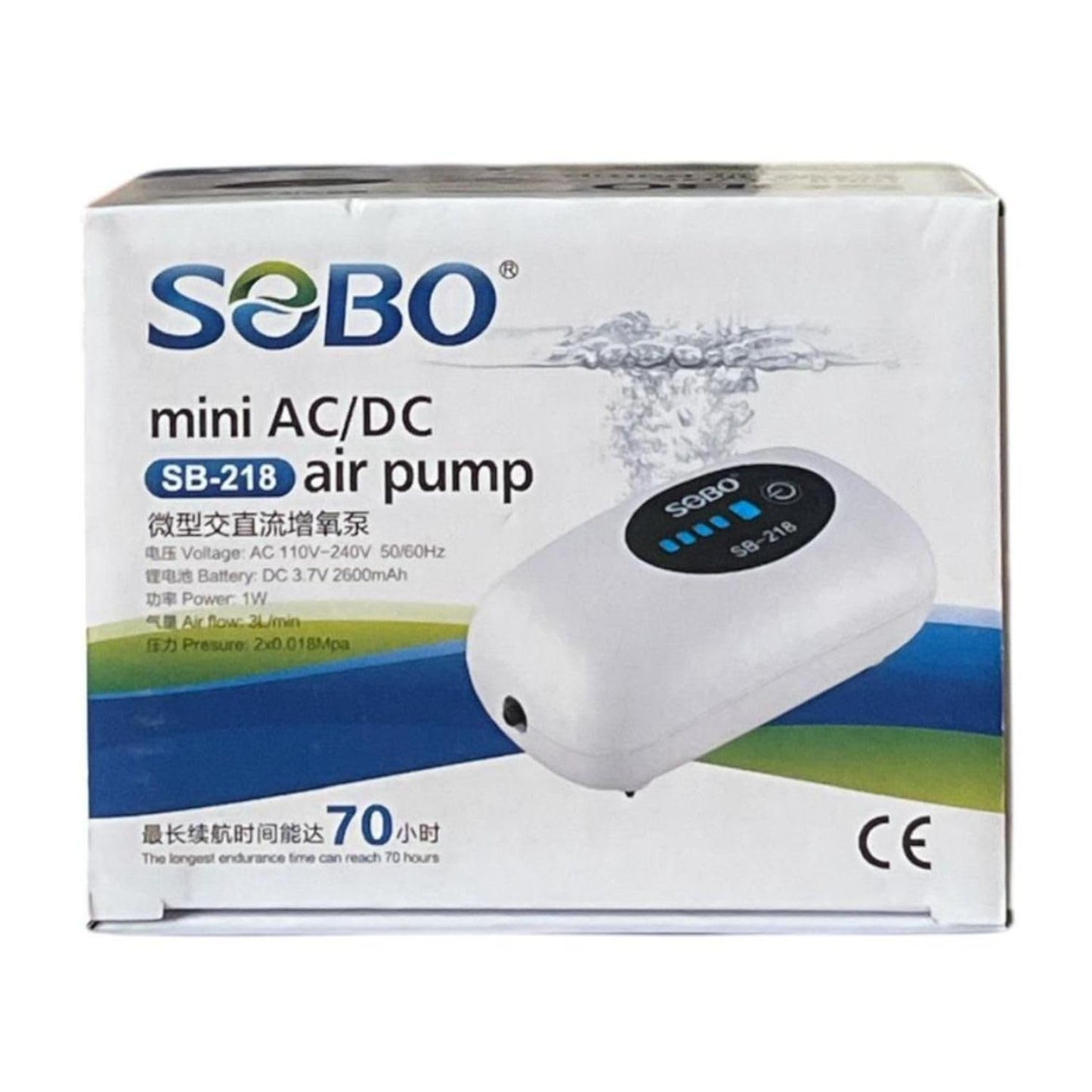 S0B0 SB-228 Air Pump for Aquarium Fish Tank |AC/DC Auto Convert Pump for Aquarium | Output: 2 x 3L/min | (Original from Tunai Store)