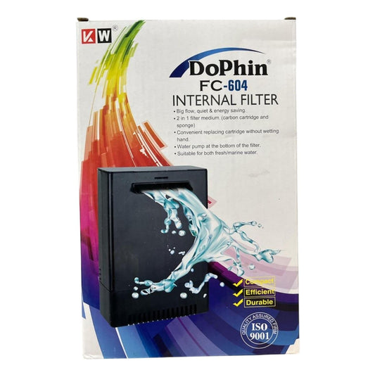 Dophin FC-604 Internal Filter Box for Aquarium Fish Tank | Suitable for Both Fresh and Marine Water | Output: 380L/H | Suitable for Tank Size 75L | (Original from Tunai Store)