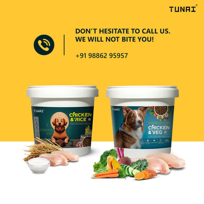 Tunai Dry Dog Food for Small to Giant Adult Breeds (500g - Vegetable & Chicken)