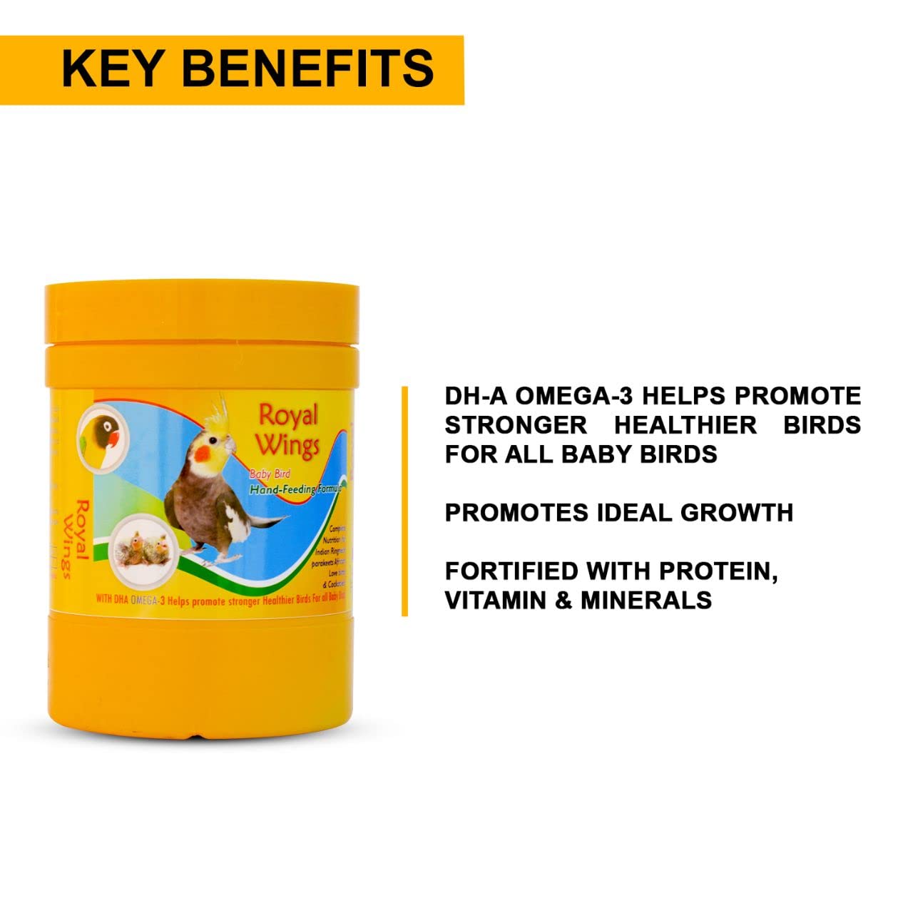 TUNAI SF+ Royal Wings Hand Feeding Formula Bird Food | 500 G | for All New Born Birds,All Life Stages