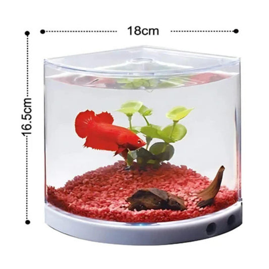 TUNAI Dophin T201 Mini Aquarium Fish Tank | Changeable Light | Elegant and Stylish Design | Ideal for Betta, Small Fish and Plant Keeping |Capacity - 1.4L Fish Tank (Original from Store)
