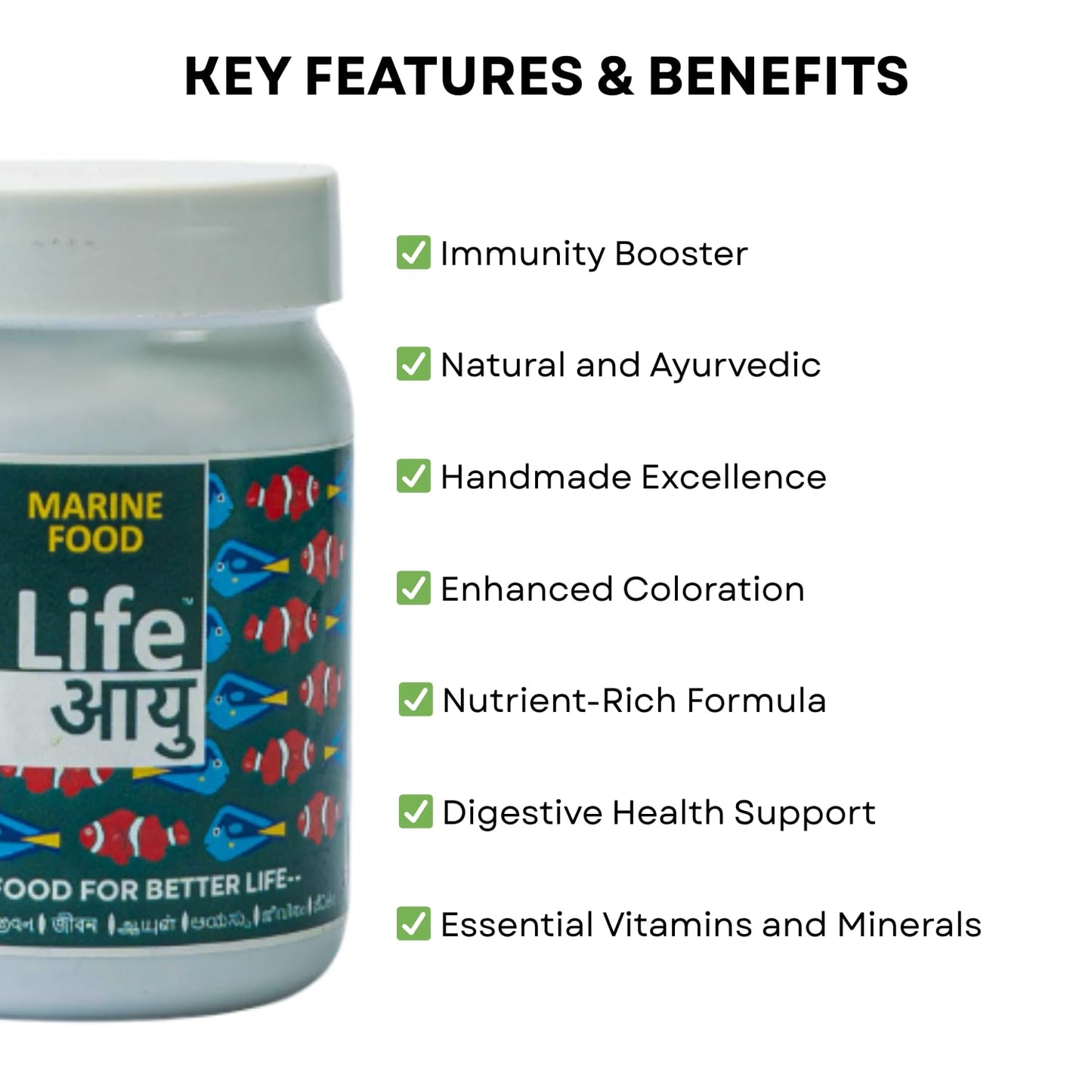Life AAYU Marine Fish Food | Nutrient-Packed Diet | (70 GMS, Regular)