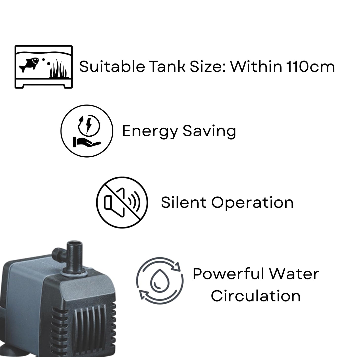 S0B0 WP-3300 Submersible Water Pump for Aquarium Fish Tank | Energy Saving & Environmental Friendly | For Marine and Fresh Water Aquariums | Power: 12W | F.Max: 600L/H | Original from Tunai Store