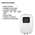 S0B0 SB-238 Air Pump for Aquarium Fish Tank |AC/DC Auto Convert Pump for Aquarium | Output: 2 x 3L/min | (Original from Tunai Store)