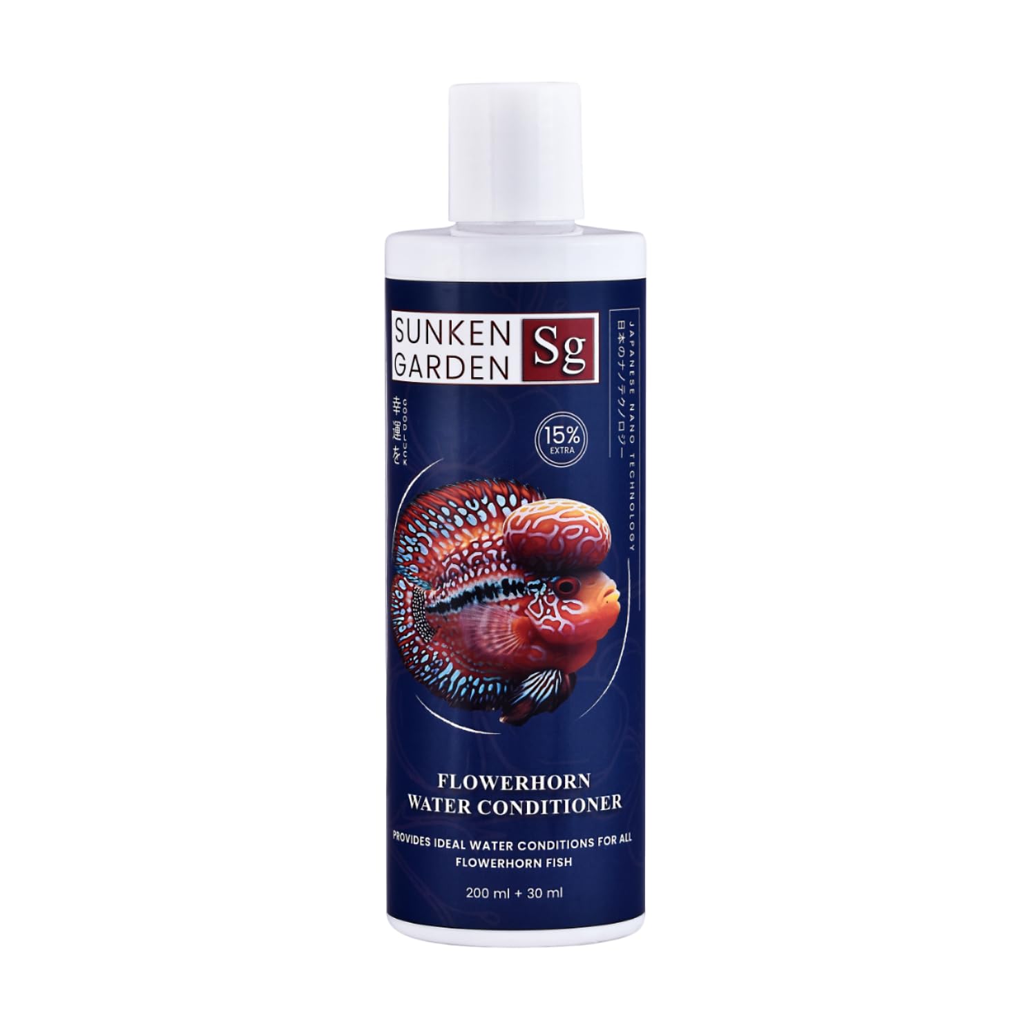 Sunken Garden Flowerhorn Fish Water Conditioner | Premium Water Conditioner for Healthy, Vibrant Flowerhorns | Ensures Vibrant Coloration and Stronger Immunity (200 ml + 30 ml)