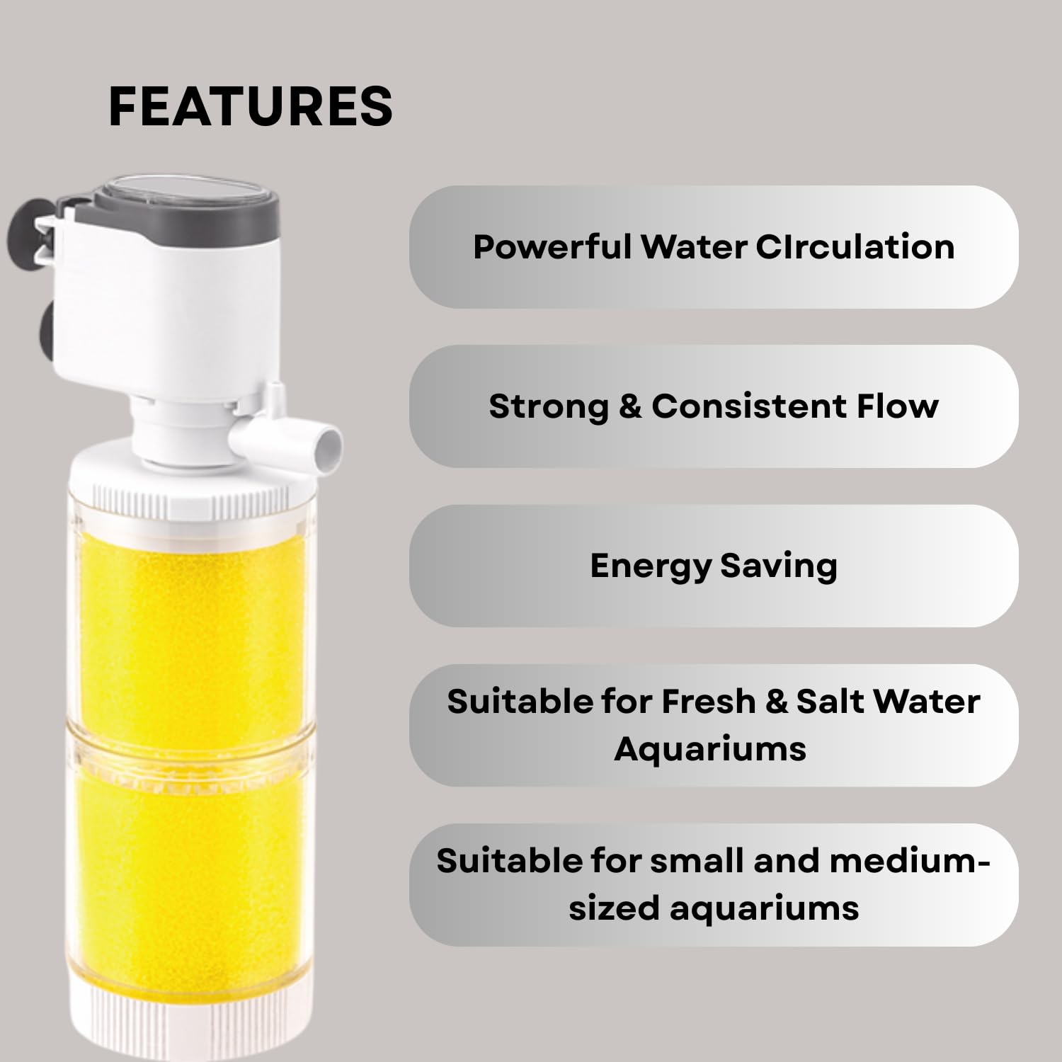 S0B0 WP-1500A Internal Filter for Aquarium Fish Tank | Strong & Consistent Flow | Completely Submersible | for Fresh and Marine Water Tank | Power: 8W | F.Max: 600L/H | Original from Tunai Store