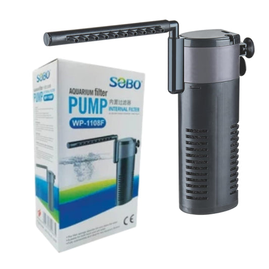 S0B0 WP-1108F Internal Filter for Aquarium Fish Tank | Completely Submersible | Absorbs Dirt & Clears The Water | for Fresh & Marine Water Tank | Power: 8W | F.Max: 700L/H | Original from Tunai Store