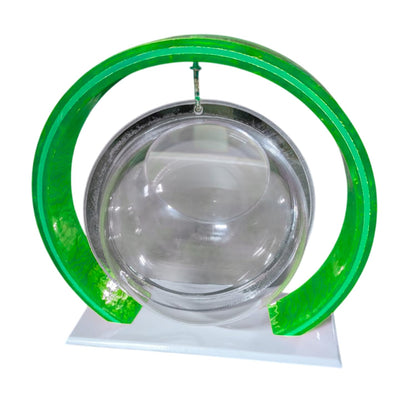 Double Bowl 6-inch Green Round Fish Bowl – Standing & Hanging Decorative Aquarium for Home & Office | 2-in-1 Double Bowl Round Fish Tank