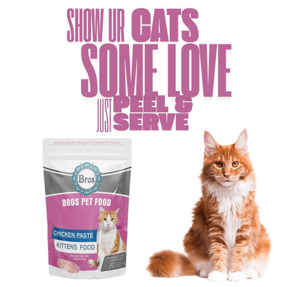 SF+ Bros Pet Cat Food Paste | Pack of 12 | Natural Food for Cats | Enhanced with Vitamins, Minerals and Other Nutrients (80gms, Chicken Paste - Kittens)