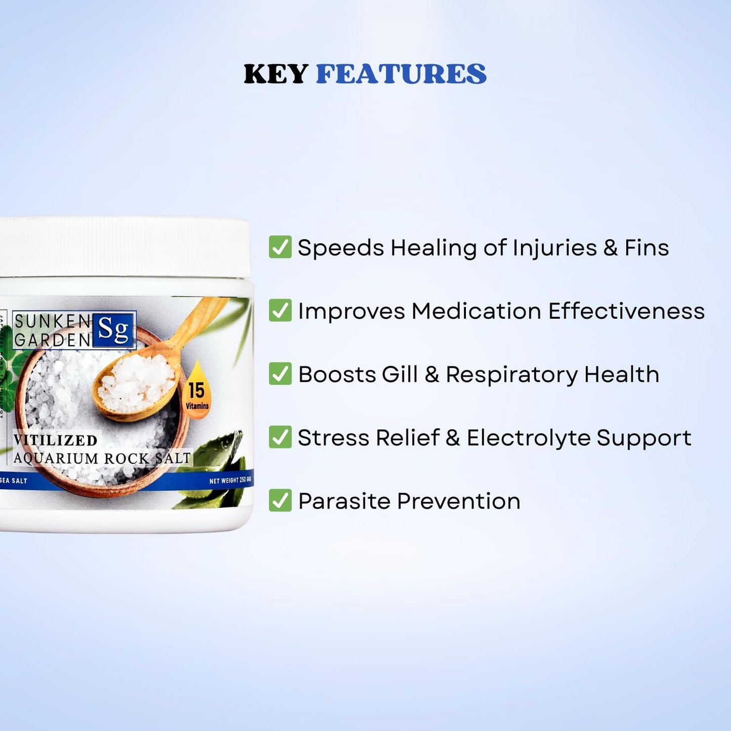 Sunken Garden Vitalized Aquarium Salt | Ideal for Aquarium | Premium-Grade Sea Salt for Freshwater Fish Wellness (250 GMS)