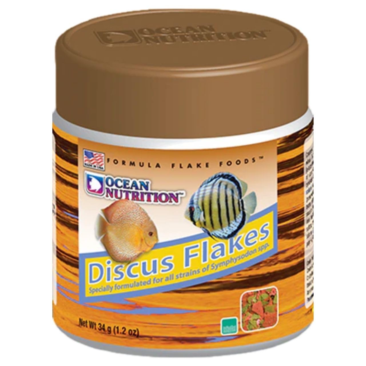 ON+ Discus Flakes Fish Food (Original from Tunai Store) | Specially Formulated Flake Food for Discus Symphysodon Spp (34gms, Flake)